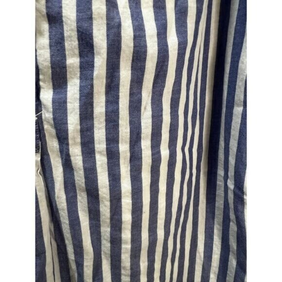 NWOT Old Navy Blouse Top Blue Stripe V Neck 1/2 Button Cotton Medium - Picture 4 of 5